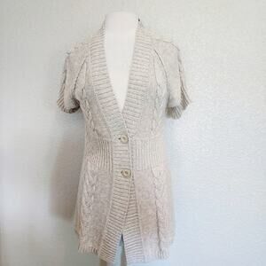 Kenneth Cole Reaction Beige Knit Button Cardigan Size S